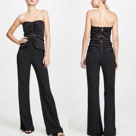 JONATHAN SIMKHAI Ruched‎ Strapless Jumpsuit Size 4 Black Minimalist Formal - Picture 3 of 16